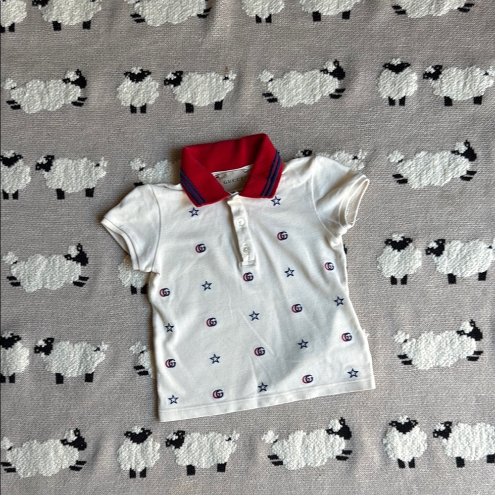 Gucci White and Red Polo Shirt